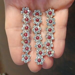 NEW! 20 Hair Pins Flower Design Dainty Burgundy Rhinestone wedding Headwear5765